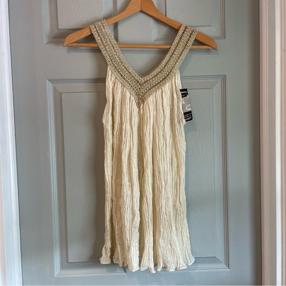 Vintage Women's One Size Made in Greece Cotton Lurex Tank Top Metallic Grecian - Picture 1 of 7